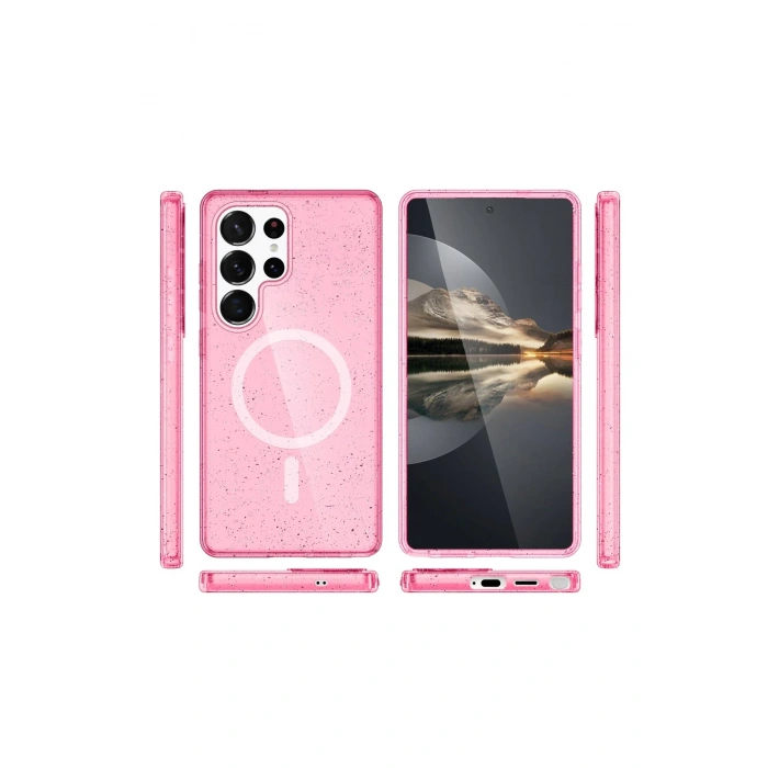 HarmonyAura Samsung Galaxy S23 Ultra Kılıf Star Magsafe Kapak - Pembe