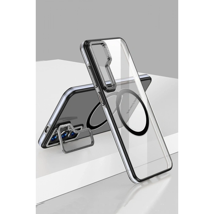 HarmonyAura Samsung Galaxy S24 Crystal Magsafe Kapak - Siyah