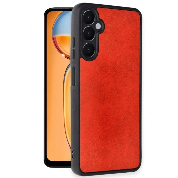 HarmonyAura  Samsung Galaxy S24 Fe Kılıf Aras Deri Kapak - Kırmızı