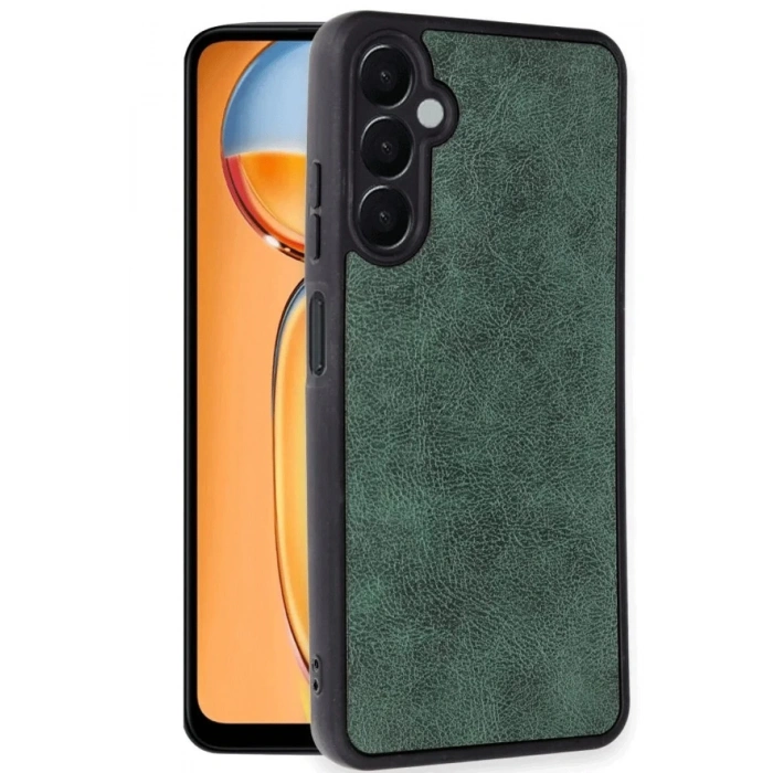 HarmonyAura  Samsung Galaxy S24 Fe Kılıf Aras Deri Kapak - Koyu Yeşil