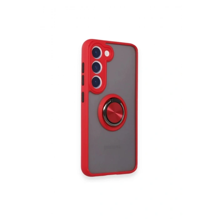HarmonyAura  Samsung Galaxy S24 Fe Kılıf Montreal Yüzüklü Silikon Kapak - Kırmızı