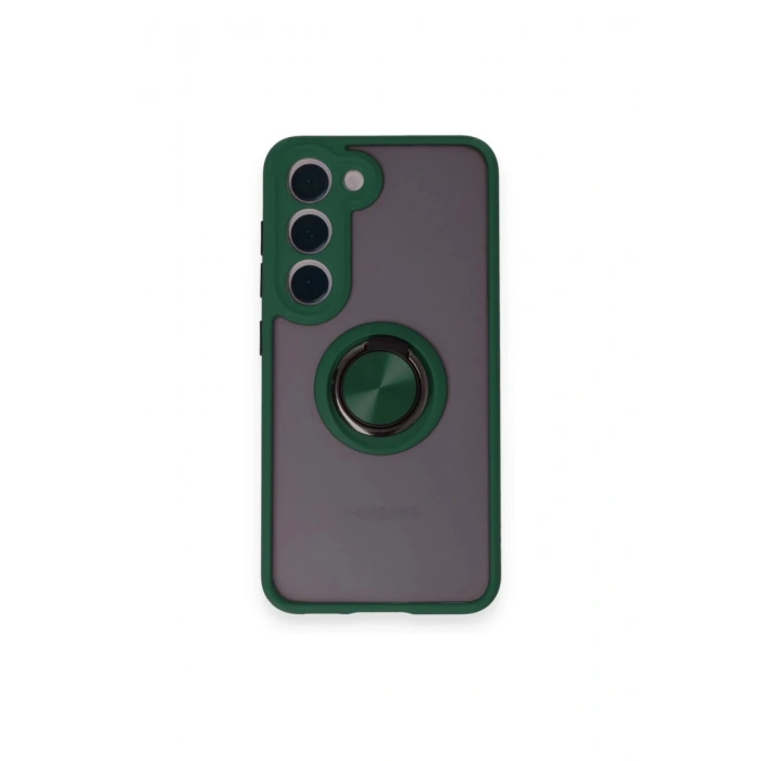 HarmonyAura  Samsung Galaxy S24 Fe Kılıf Montreal Yüzüklü Silikon Kapak - Yeşil