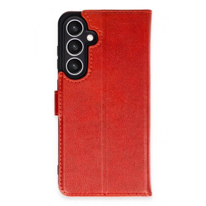 HarmonyAura  Samsung Galaxy S24 Fe Kılıf Trend S Plus Kapaklı Kılıf - Kırmızı