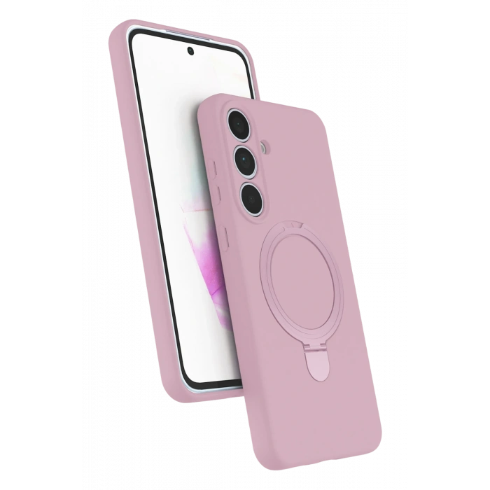 HarmonyAura Samsung Galaxy S24 FE Regal Magsafe Standlı Kapak - Açık Pembe