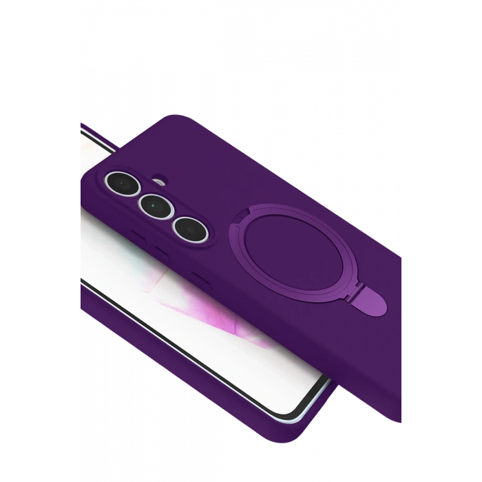 HarmonyAura Samsung Galaxy S24 FE Regal Magsafe Standlı Kapak - Derin Mor