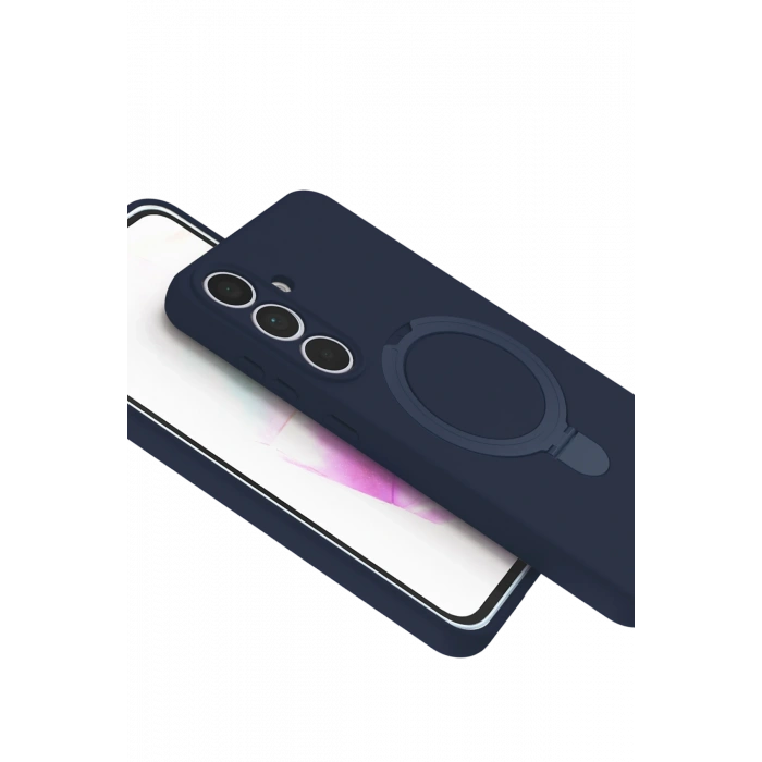 HarmonyAura Samsung Galaxy S24 FE Regal Magsafe Standlı Kapak - Lacivert