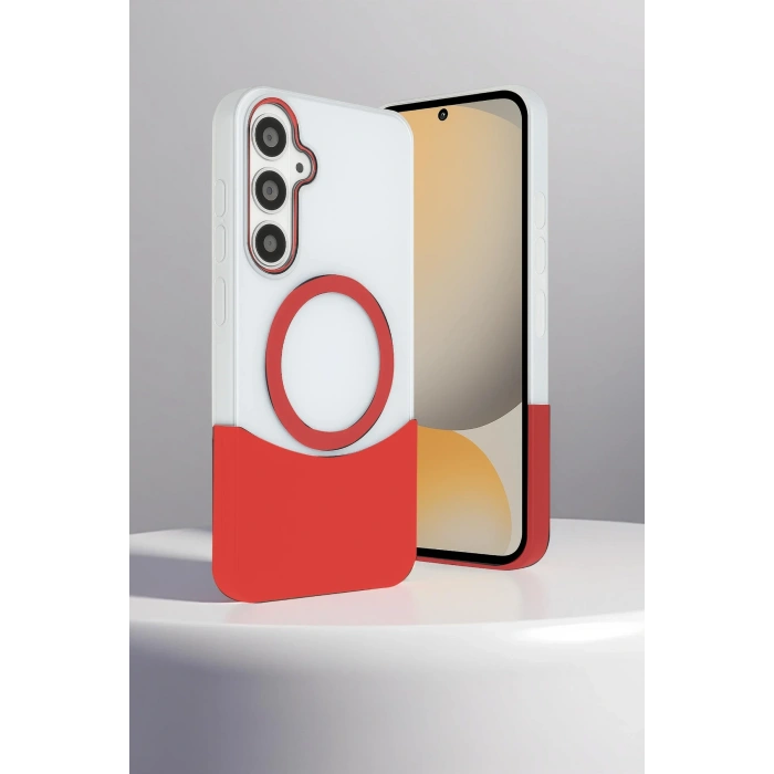 HarmonyAura Samsung Galaxy S24 FE Velar Magsafe Kapak - Kırmızı