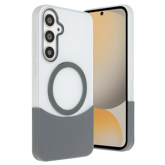 HarmonyAura Samsung Galaxy S24 FE Velar Magsafe Kapak - Natural Grey