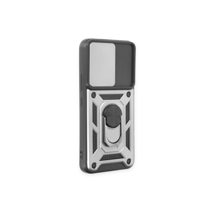 HarmonyAura  Samsung Galaxy S24 Kılıf Pars Lens Yüzüklü Silikon - Gümüş