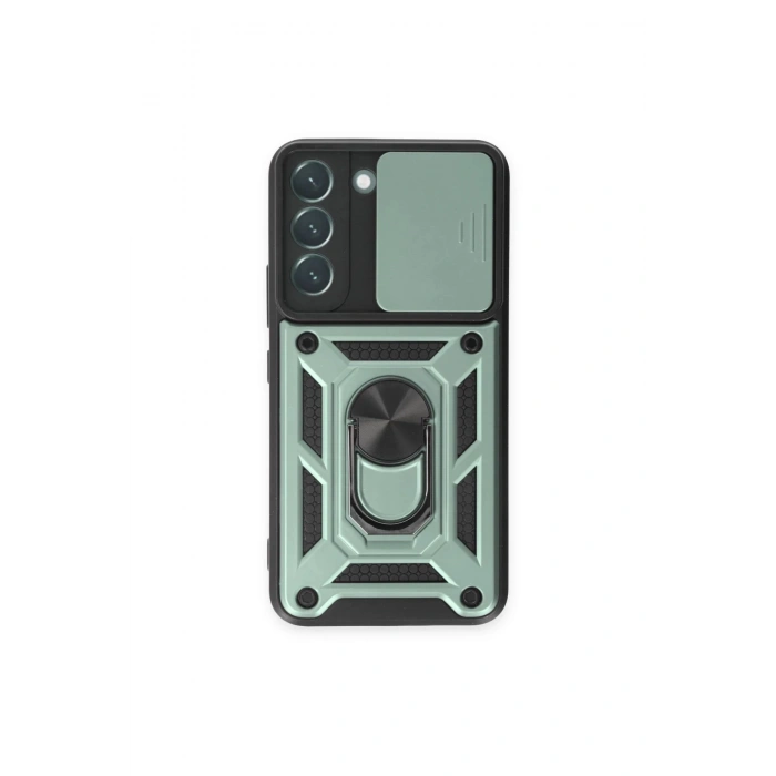 HarmonyAura  Samsung Galaxy S24 Kılıf Pars Lens Yüzüklü Silikon - Yeşil