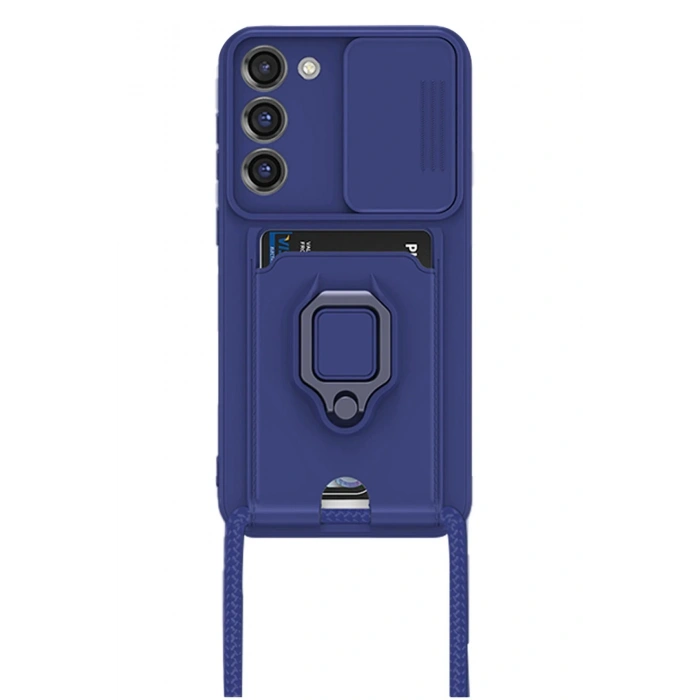 HarmonyAura  Samsung Galaxy S24 Plus Kılıf Zuma Kartvizitli Yüzüklü Silikon - Lacivert