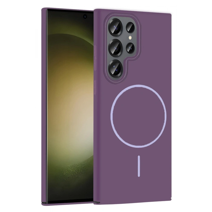 HarmonyAura Samsung Galaxy S24 Ultra Broş Magsafe Kapak - Mor