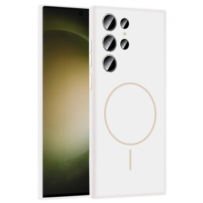 HarmonyAura Samsung Galaxy S24 Ultra Kılıf Jully Magsafe Kapak - Beyaz
