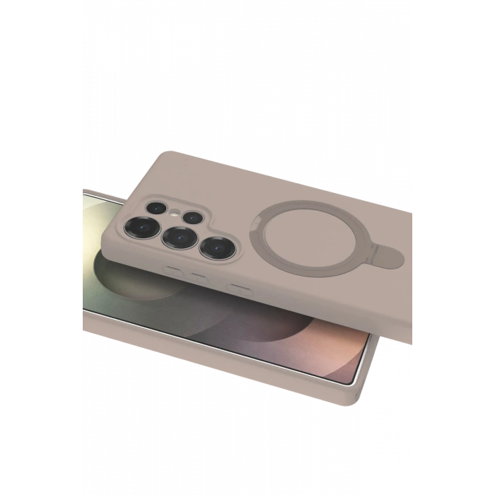 HarmonyAura Samsung Galaxy S24 Ultra Regal Magsafe Standlı Kapak - Çöl Titanyum