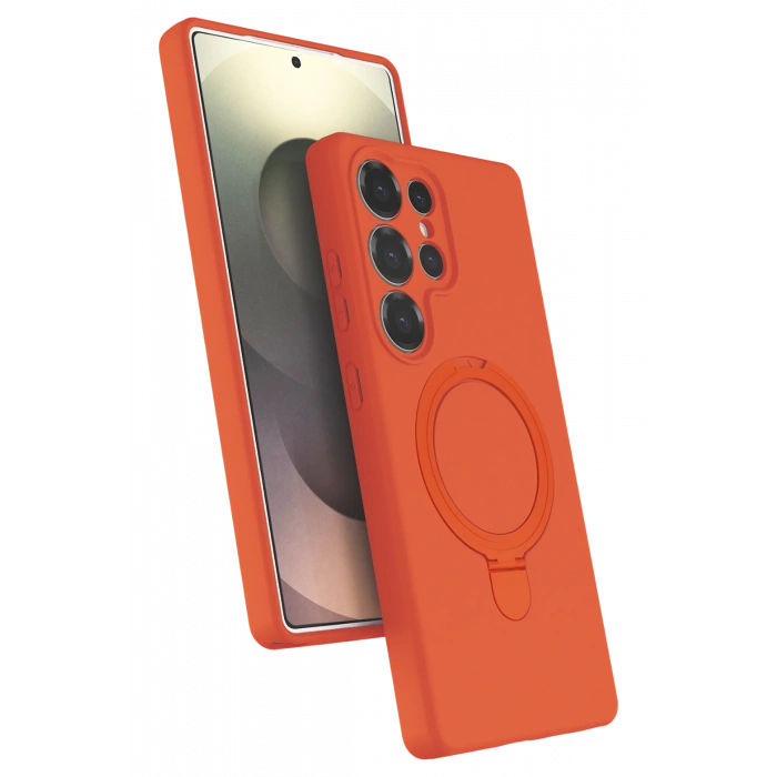 HarmonyAura Samsung Galaxy S24 Ultra Regal Magsafe Standlı Kapak - Turuncu