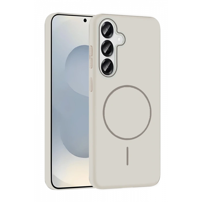 HarmonyAura Samsung Galaxy S25 Broş Magsafe Kapak - Krem