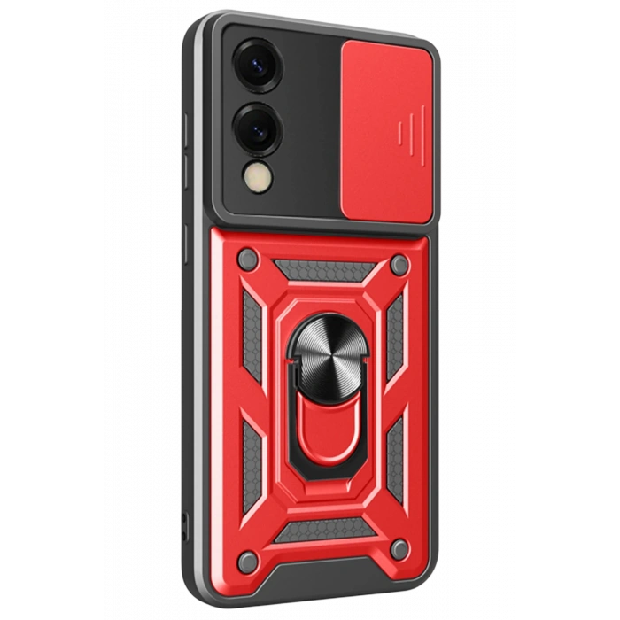 HarmonyAura Samsung Galaxy S25 Edge Pars Lens Yüzüklü Silikon - Kırmızı