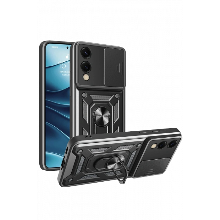 HarmonyAura Samsung Galaxy S25 Edge Pars Lens Yüzüklü Silikon - Siyah