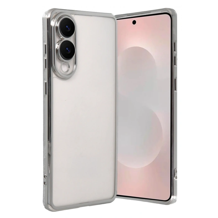 HarmonyAura Samsung Galaxy S25 Edge Razer Lensli Silikon - Gümüş