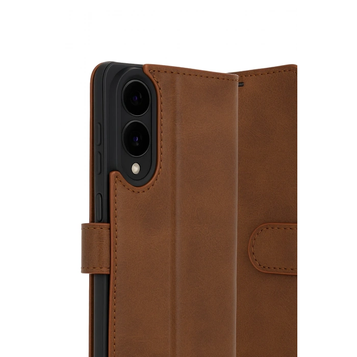 HarmonyAura Samsung Galaxy S25 Edge Trend S Plus Kapaklı Kılıf - Taba