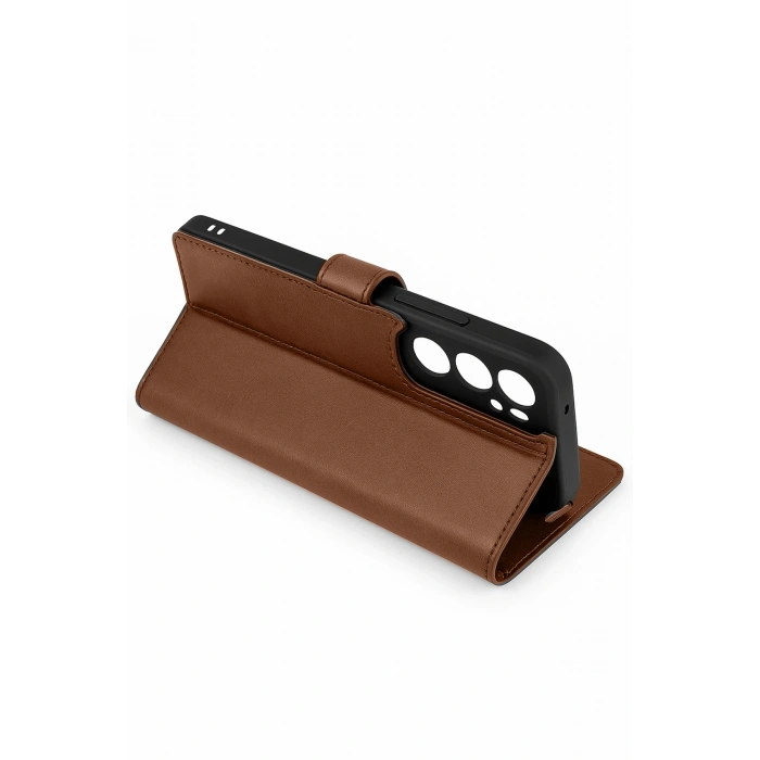 HarmonyAura Samsung Galaxy S25 Edge Trend S Plus Kapaklı Kılıf - Taba