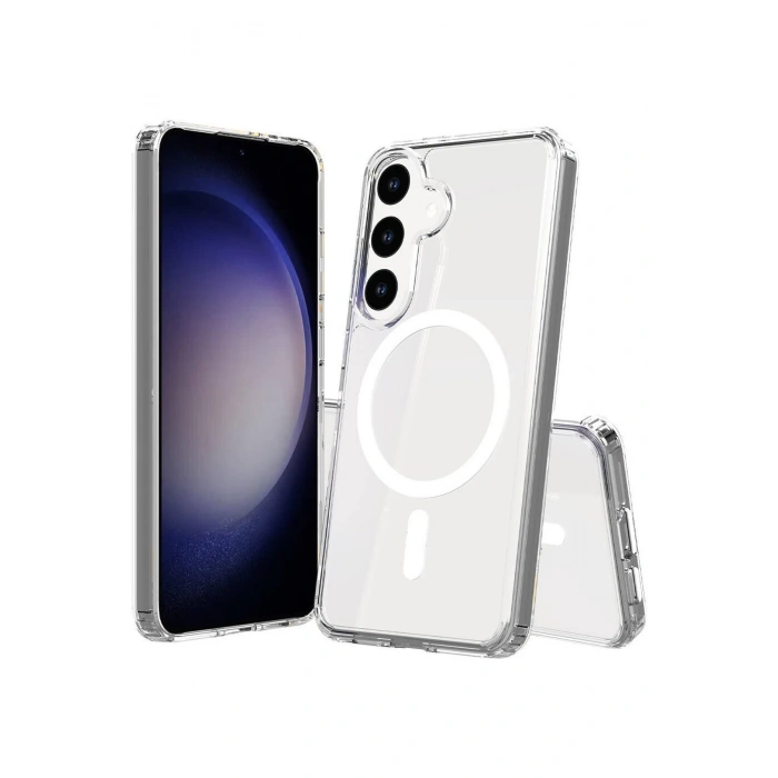 HarmonyAura Samsung Galaxy S25 FE Kılıf Magneticsafe Şeffaf Silikon - Şeffaf