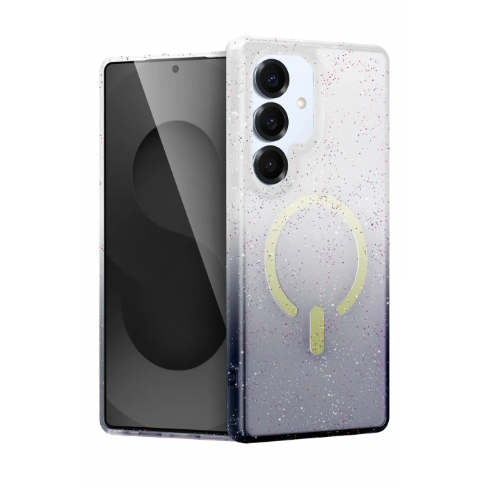 HarmonyAura Samsung Galaxy S25 Plus Pummel Shiny Magsafe Kapak - Siyah