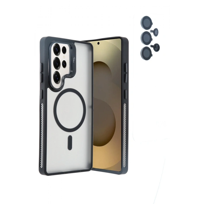 HarmonyAura Samsung Galaxy S25 Ultra Flet Lens Magsafe Kapak - Siyah