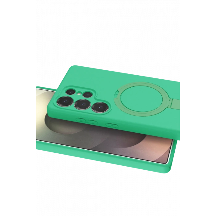 HarmonyAura Samsung Galaxy S25 Ultra Regal Magsafe Standlı Kapak - Yeşil