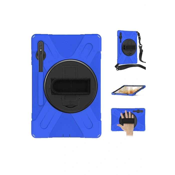 HarmonyAura  Samsung Galaxy T737 Tab S7 Fe 12.4 Kılıf Amazing Tablet Kapak - Mavi
