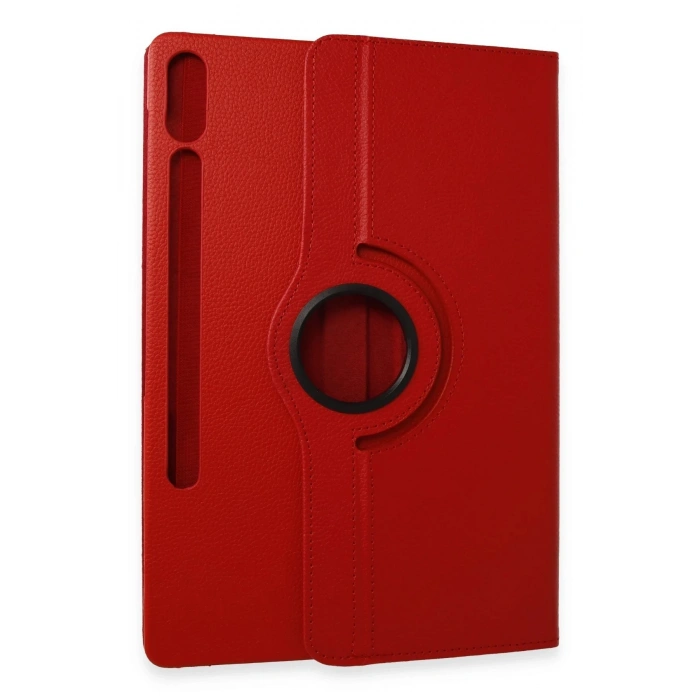 HarmonyAura  Samsung Galaxy X610 Tab S9 Fe Plus 12.4 Kılıf 360 Tablet Deri Kılıf - Kırmızı