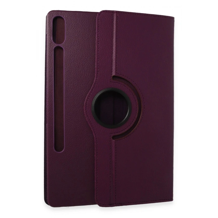 HarmonyAura  Samsung Galaxy X610 Tab S9 Fe Plus 12.4 Kılıf 360 Tablet Deri Kılıf - Mürdüm