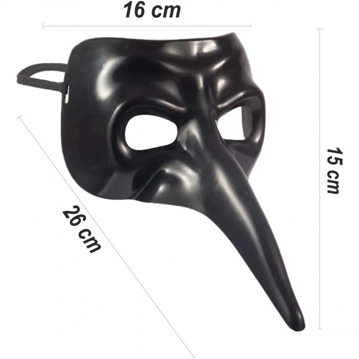 HarmonyAura Siyah Uzun Burun Veba Doktoru Maskesi