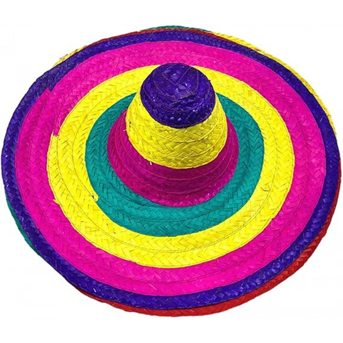 HarmonyAura Sombrero Meksika Şapkası Renkli Örme Hasır Yetişkin Boy