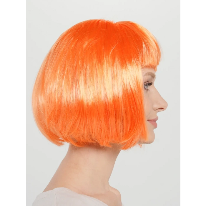 HarmonyAura Turuncu Renk Parti Peruğu Küt Saç
