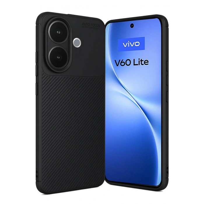 HarmonyAura Vivo V60 Lite Auto Focus Karbon Kapak - Siyah