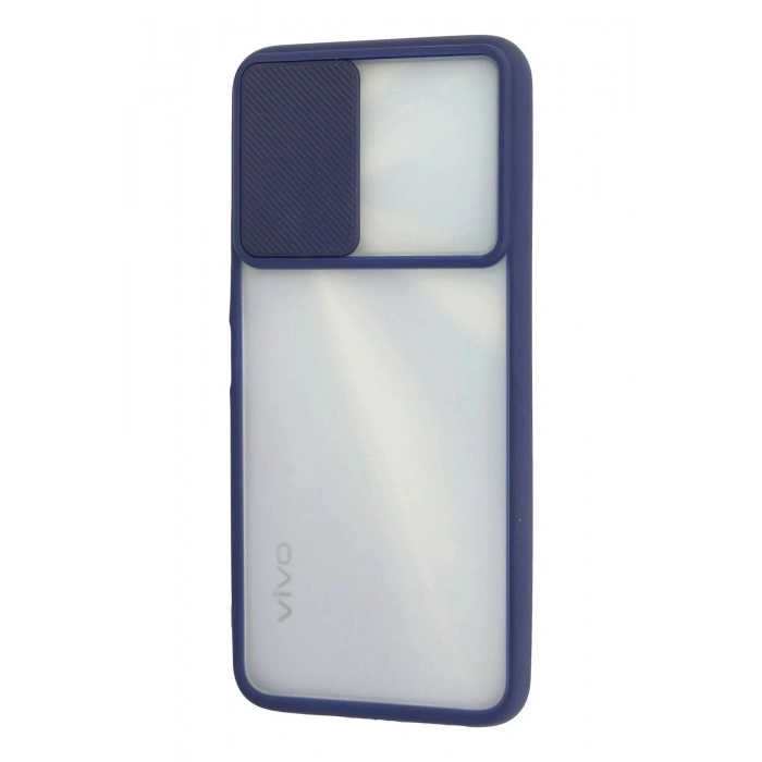 HarmonyAura  Vivo Y11s Kılıf Palm Buzlu Kamera Sürgülü Silikon - Lacivert