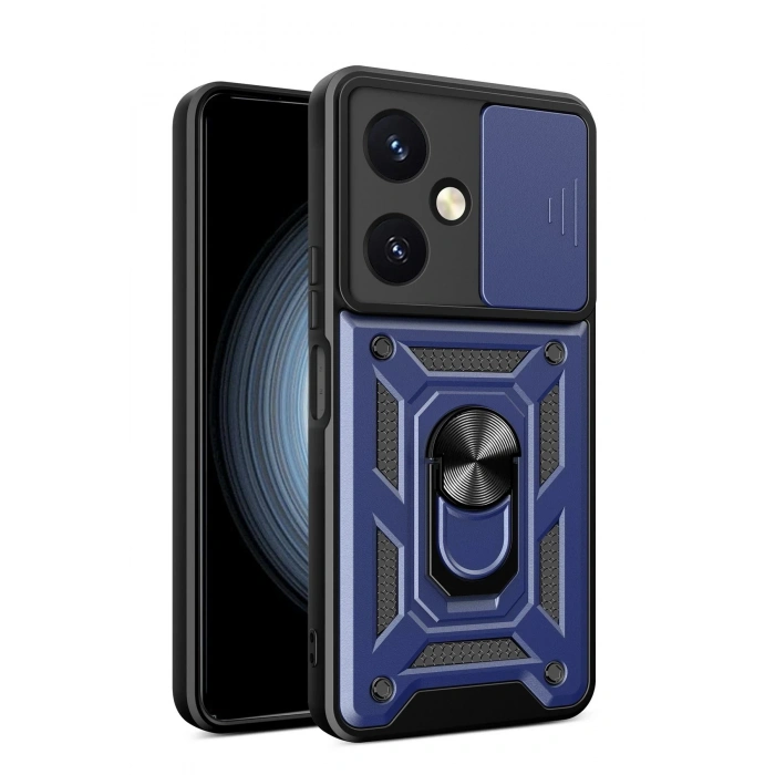 HarmonyAura  Vivo Y27 Kılıf Pars Lens Yüzüklü Silikon - Lacivert