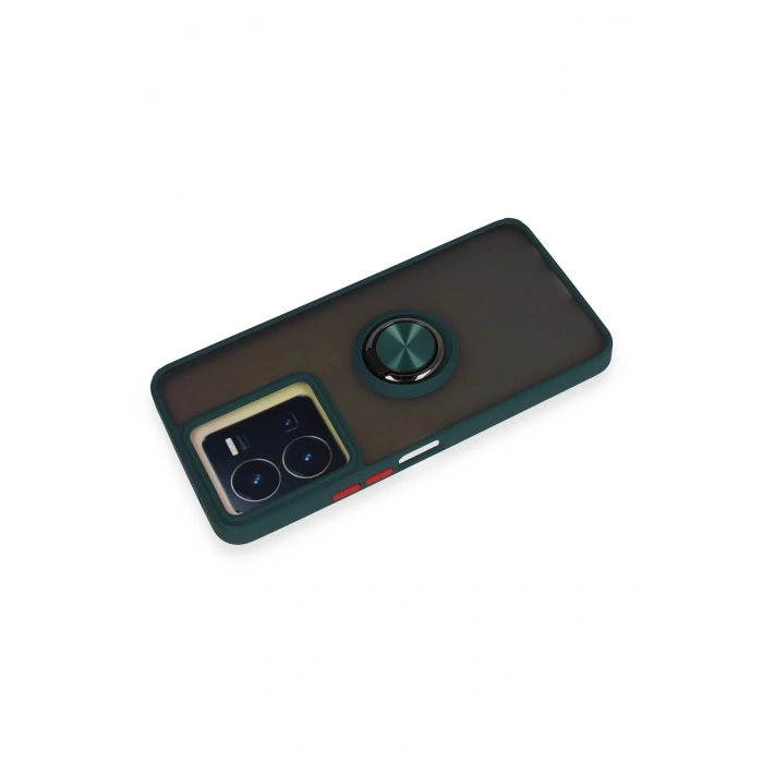 HarmonyAura  Vivo Y36 Kılıf Montreal Yüzüklü Silikon Kapak - Yeşil