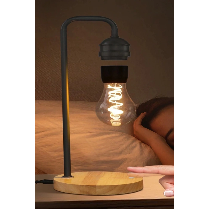 HarmonyAura  Xf01 Ampul Görünümlü Kablosuz Şarj Özellikli Gece Lambası - Siyah