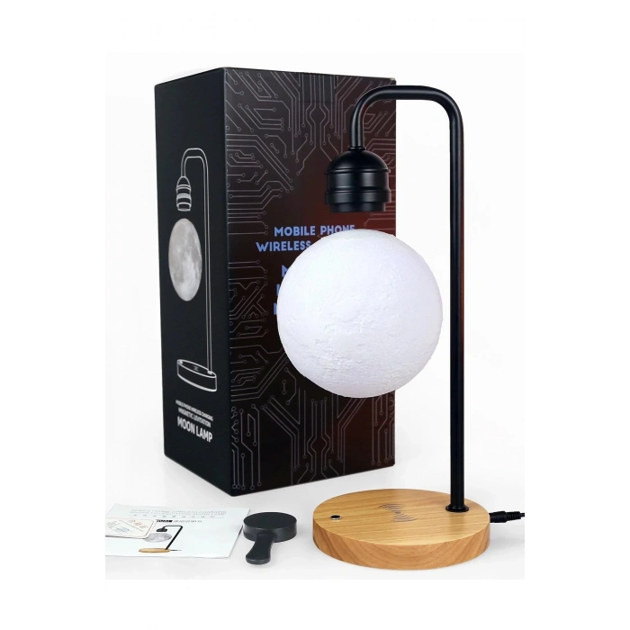 HarmonyAura  Xf02 Ay Görünümlü Kablosuz Şarj Özellikli Gece Lambası - Siyah