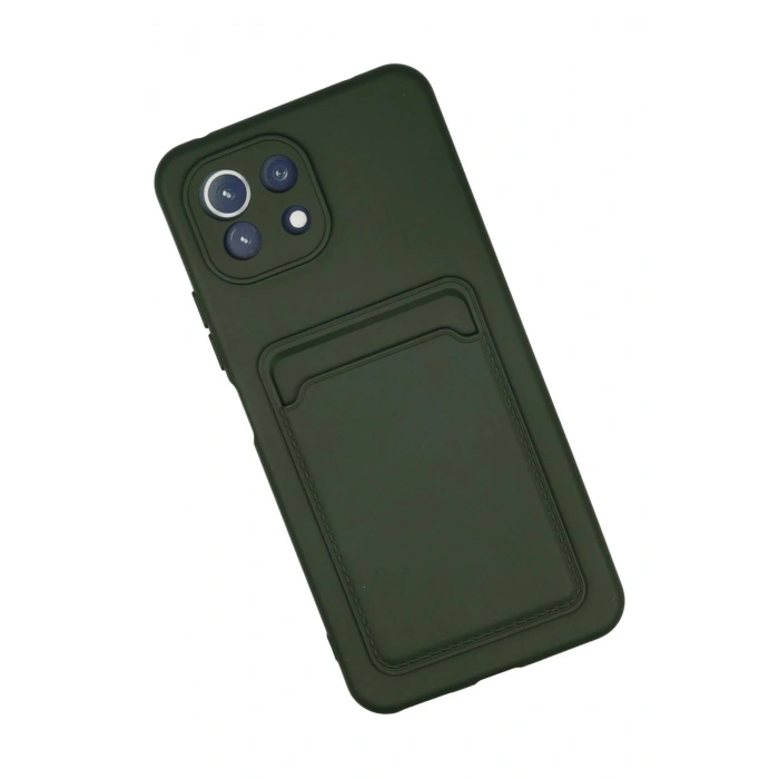 HarmonyAura  Xiaomi Mi 11 Kılıf Kelvin Kartvizitli Silikon - Koyu Yeşil