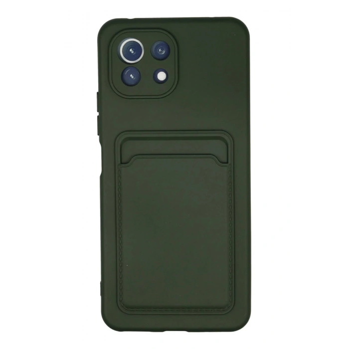 HarmonyAura  Xiaomi Mi 11 Kılıf Kelvin Kartvizitli Silikon - Koyu Yeşil