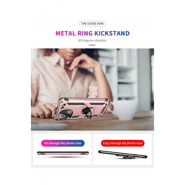 HarmonyAura  Xiaomi Mİ 11 Lite Kılıf Sofya Yüzüklü Silikon Kapak - Rose