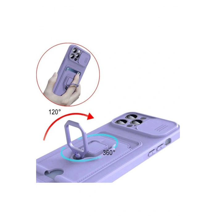 HarmonyAura  Xiaomi Mİ 11 Lite Kılıf Zuma Kartvizitli Yüzüklü Silikon - Lacivert