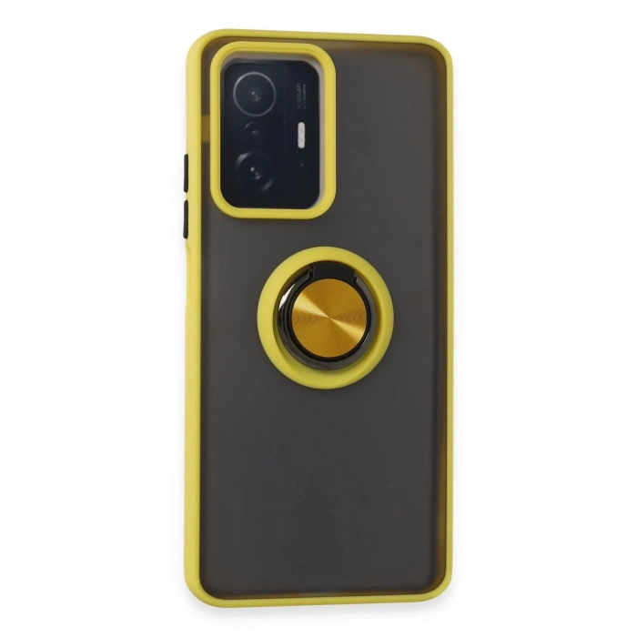 HarmonyAura  Xiaomi Mi 11t Pro Kılıf Montreal Yüzüklü Silikon Kapak - Sarı