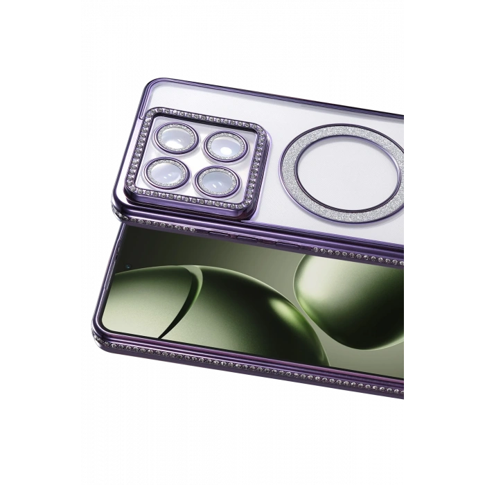 HarmonyAura Xiaomi Mi 14T Pro Joke Simli Magneticsafe Kılıf - Derin Mor