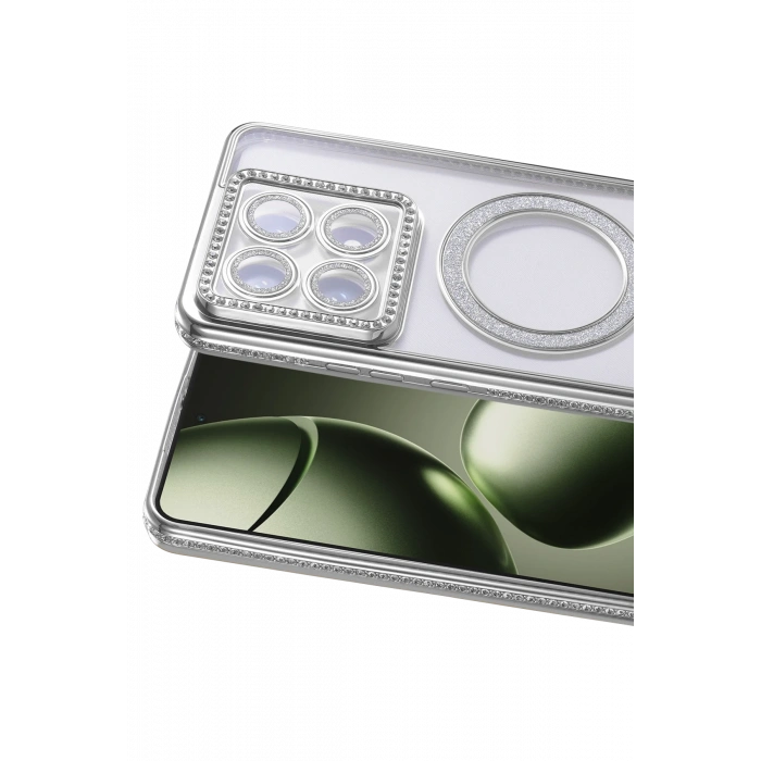 HarmonyAura Xiaomi Mi 14T Pro Joke Simli Magneticsafe Kılıf - Gümüş