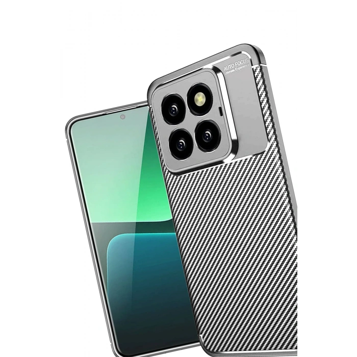 HarmonyAura Xiaomi Mi 14T Pro Kılıf Auto Focus Karbon Kapak - Gri