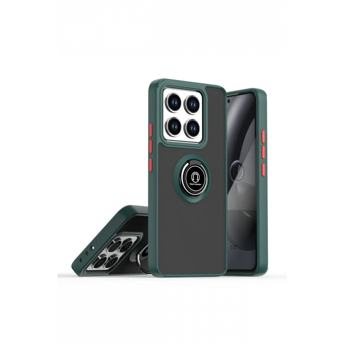 HarmonyAura Xiaomi Mi 15 Kılıf Montreal Yüzüklü Silikon Kapak - Yeşil